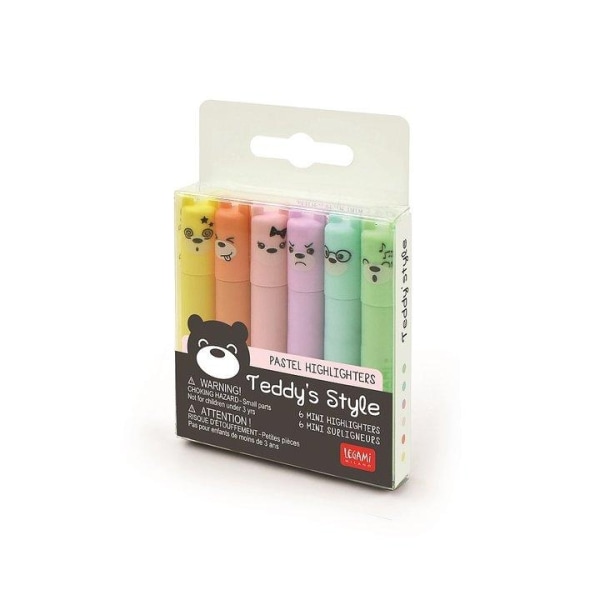 Mini Highlighters pastell Teddys stil 6-pack - Perfet