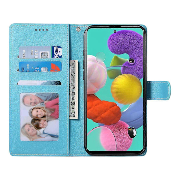 Kompatibel med Samsung Galaxy A24 4G (162.1 x 77.6 x 8.3mm) Etui Læder Lås Wallet Stand Telefon Cover - Perfet Sky Blue