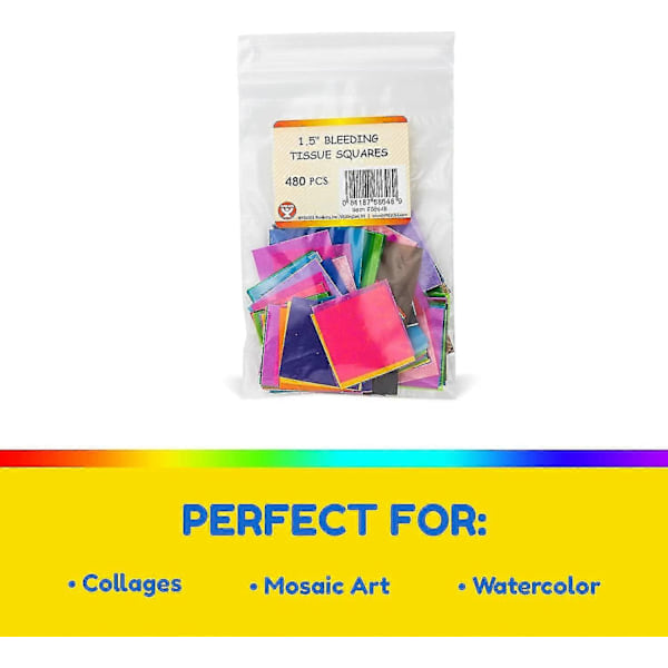 Blødende Silkepapir Firkantet 1,5-tommer, 20 Assorterede Farver til Kunst & Håndværk, DIY Projekter, Scrapbooking, Lykønskningskort, 480 Firkanter-Perfekt 480 Pcs 1.5 Inch