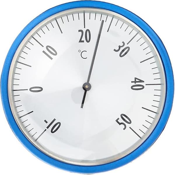 Analogt swimmingpooltermometer, 40.2005, egnet til swimmingpool og dam, rustfrit stål blå, (L)-Perfet