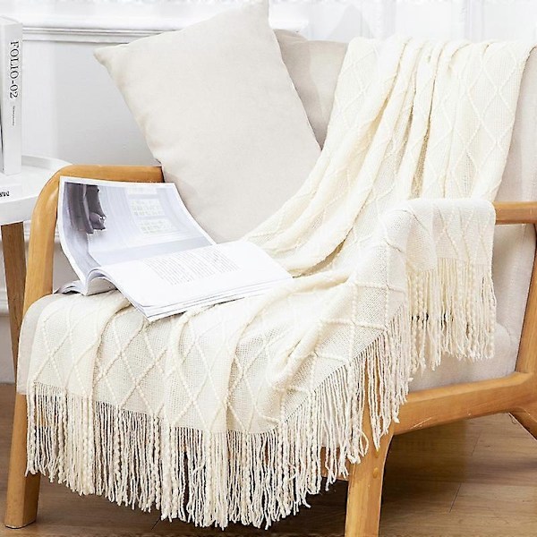 Myk Strikket Teppe, Sofateppe - Perfekt Beige 130*180cm