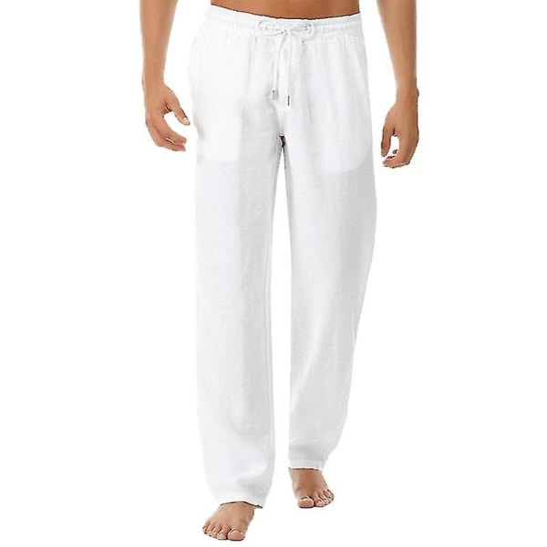 linne yogabyxor för män - Perfet White XL