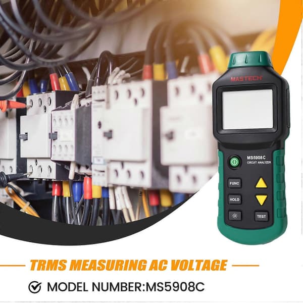 MS5908C LCD Strømbryteranalysator RCD Tester EU-plugg-Perfekt