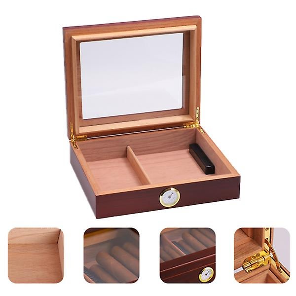 NYHET Cedar Wood Sigar Luftfukter Hygrometer Humidor Box Portable Case - Perfet
