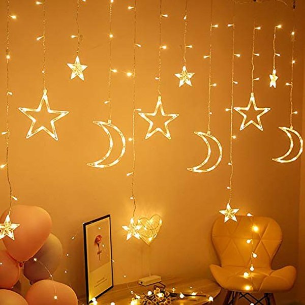 LED String Lights 3,5 m Star Moon LED Gardin Lys Dekor