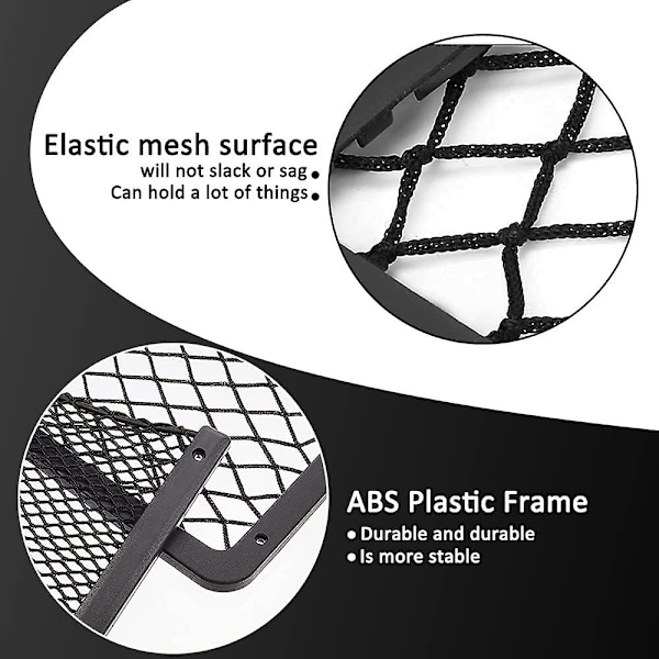 Förvaringsnät för husbilar, 4-pack Lastnät Bilförvaringsnät Husbil Van Förvaringslösningar med Plastram Elastiskt Nätväska -Perfekt with 2 Hooks