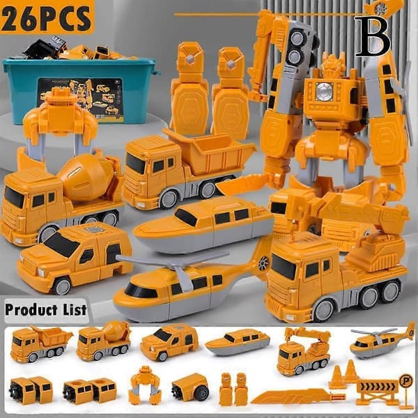 Magnetisk Transformer Ingeniør Bil Samlet legetøj - Perfekt Yellow 26 piece set