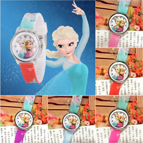 Frozen Aisha tegneserie barn jente trykt lysende kvarts klokke - Perfet Pink