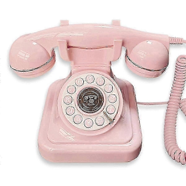 Audio Gästtelefon Retro Rotary Audio Gästbok Telefon Meddelandeinspelare Vintage Telefon-bra-Perfekt Pink