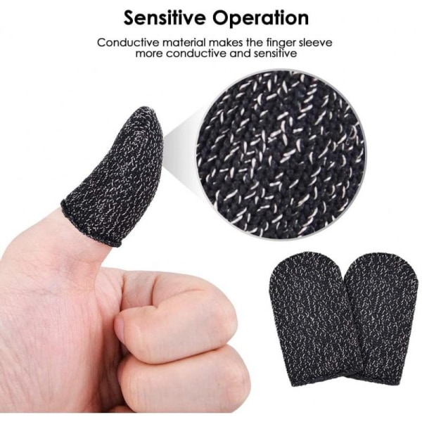 5-PACK Anti-Sweat Finger Sleeve for mobilspill - perfekt Svart