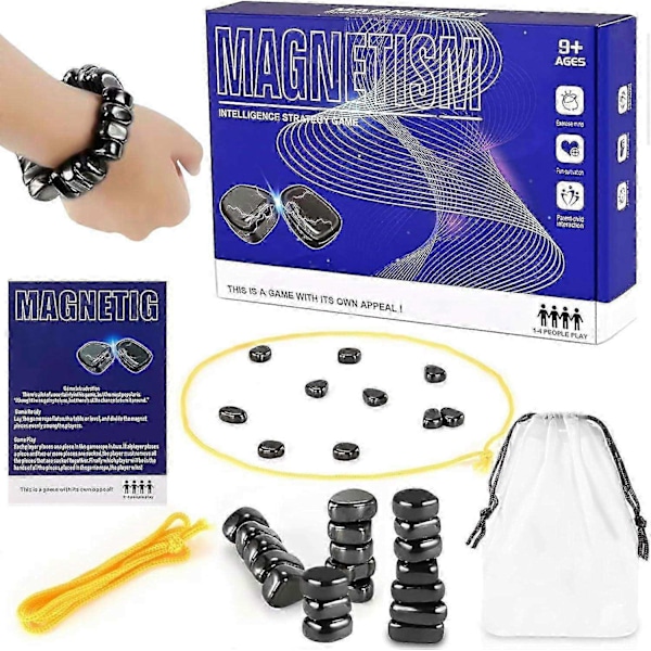 Magnetiskt schackspel med stenar, magnetspel med snöre, pusselstrategispel - perfekt