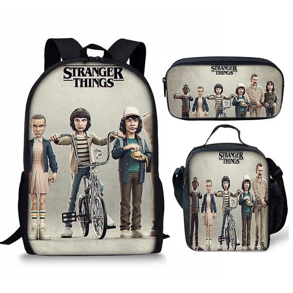 Stranger Things4 Opiskelijan koululaukku Lasten unisex reppu lounaslaukku - Perfet 20 pen bag