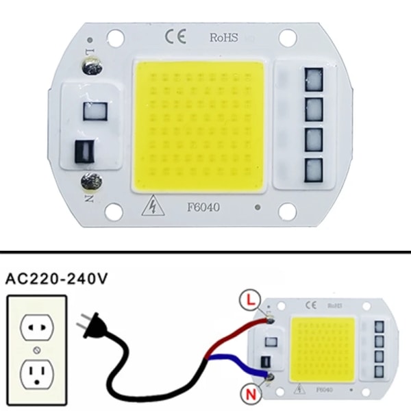 COB LED-perler 10W 20W 30W 50W AC 220V 240V IP65 Smart IC Ingen driver nødvendig DIY LED-flomlampe Spotlight Outdoor Chip Light - Perfet