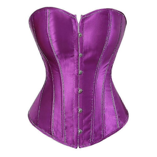 Kvinners Korsetter Bustier Overbust Topper Satin Sexy Kostyme Korsett Corselet Brokade Vintage Stil Brudekjole Korsett Plus Størrelse Lilla-Perfet 5XL