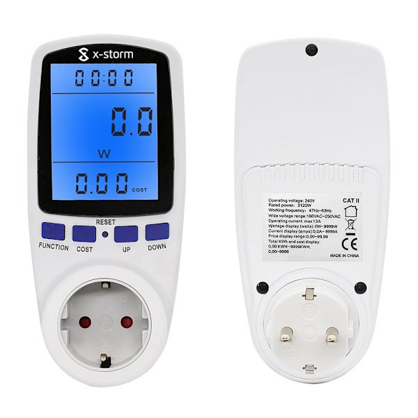Sähkömittarin seinäpistorasia / LCD Energiamittari sähkön mittaukseen - Perfet