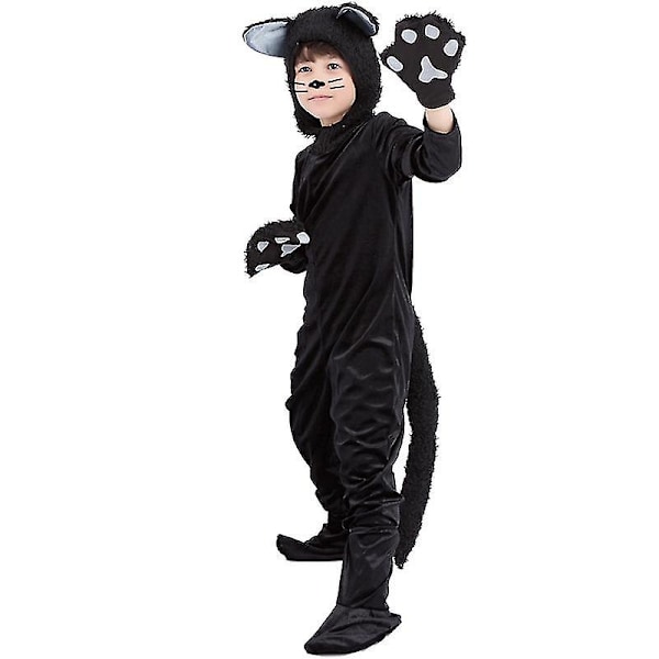 Lasten Cosplay-setti Musta Kissa -asu - Täydellinen 110 120cm