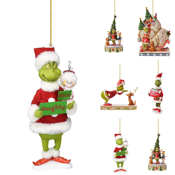 Christmas Grinch Ornaments Xmas Tree Hanged Figur Pendant Decor E