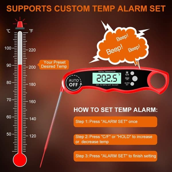 Kjøtttermometer Grilltermometer, LCD digitalt steketermometer-WELLNGS