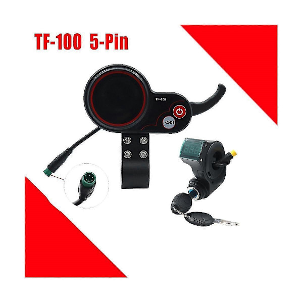 TF-100 Display Dashbord 5-pins + 3-pins Tenningslås Nøkkel Scooter Speedometer For Elektrisk Sc-Perfet