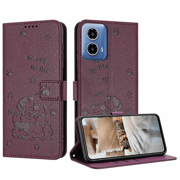 Nahkakotelo kaulanauhalla, yhteensopiva Motorola Moto G85-Perfetin kanssa Wine Red