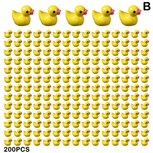 100/200 kpl Mini Kumi Ankat Miniatyyri Resin Ducks Keltainen Pieni D-Perfet 200pcs yellow 200pcs