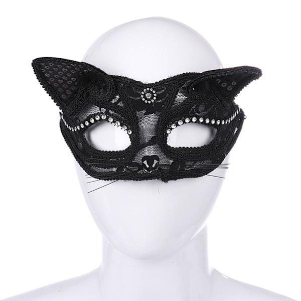 Sexy Cat Half Mask Eco Friendly Halloween Cosplay Props Animal Themed Club P - Perfet White