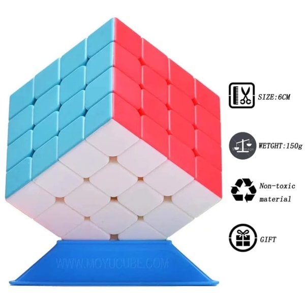 Rubiks kube 4x4 uten klistremerker, 4x4x4 kubeleketøy - Perfet