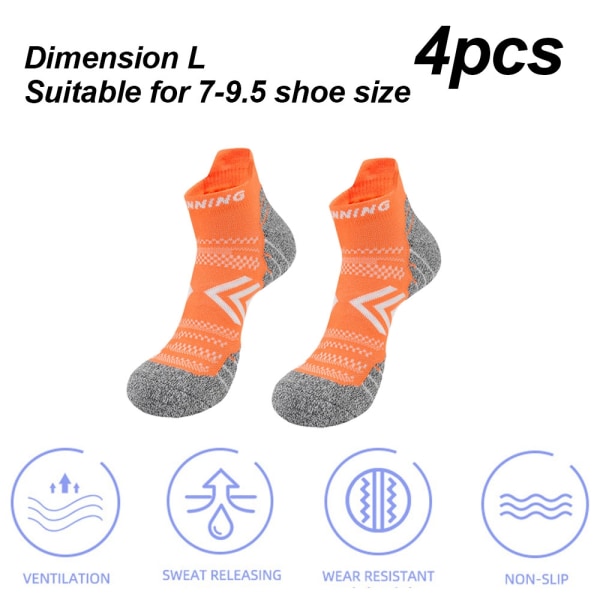 4 par ankelkompressionsstrømper til mænd og kvinder, lavtskårne sokker - Perfet L