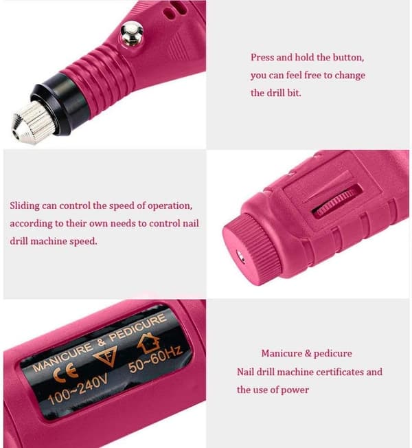 Elektrisk neglefil - USB Manikyre Pennsliper med 6 deler - Perfekt