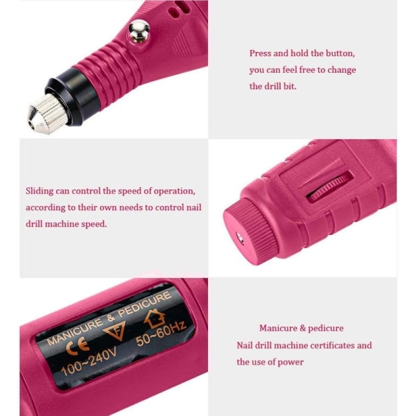 Sähköinen kynsipora-USB-manikyyrikynäteroitin, 6 osaa - Perfet