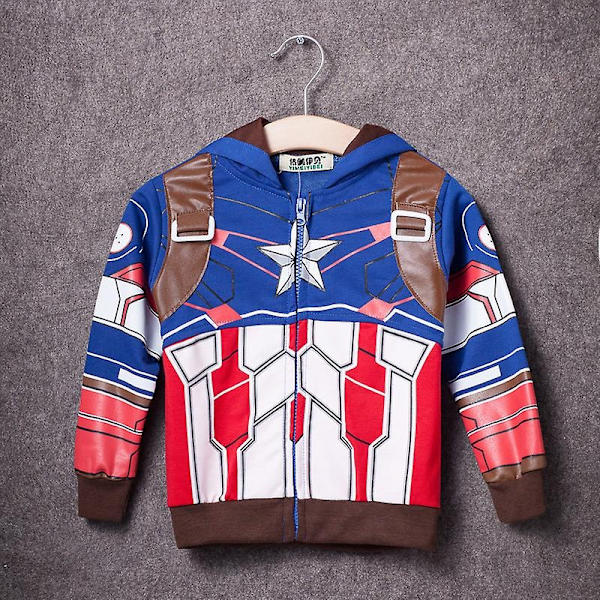 3-8 År Børne Superhelt Spiderman Trøjer Hættejakke Frakke - Perfekt Captain America 3-4 Years