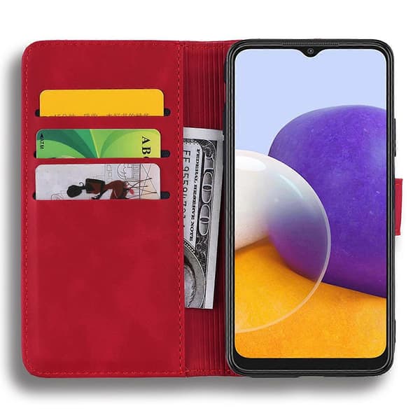 för Samsung Galaxy S24 FE Fodral PU Läder Plånbok Flip Telefon Skydd Blomma Tryckt-Perfet Red