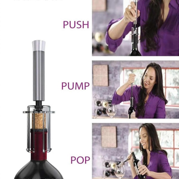 Uusi päivitetty versio Wino On The Go -viinipullonavaajasetistä, ilmapumpun pullonavaaja, tyhjiöpullonkorkki - Perfet Gold