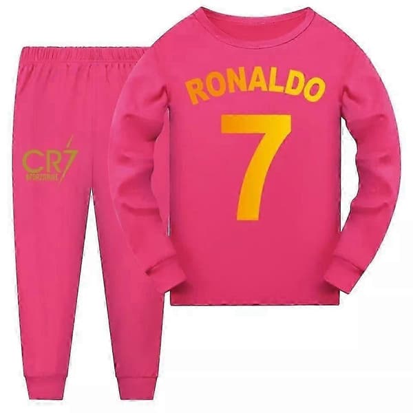 Cr7 Ronaldo Barn Tryckta Pyjamas Topp+Byxor Set Sovkläder Nattkläder Gåvor-Perfekt Pink red 3-4Years