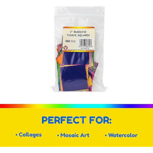 Blødende Silkepapir Firkantet 1,5-tommer, 20 Assorterede Farver til Kunst & Håndværk, DIY Projekter, Scrapbooking, Lykønskningskort, 480 Firkanter-Perfekt 480 Pcs 2 Inch