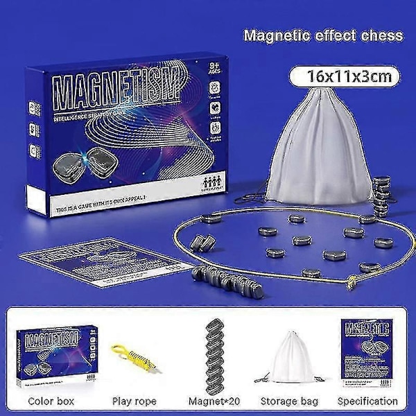Magnetisk skakspilssæt 2023 - Sjovt strategispil til børn og voksne, inkluderer 20 magneter - Perfekt