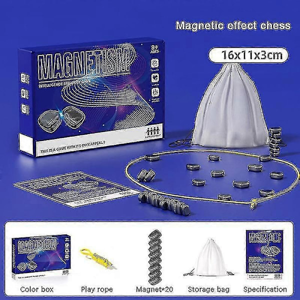 Magnetiskt Schackspel 2023 - Roligt Strategispel för Barn och Vuxna, Inkluderar 20 Magneter - Perfekt