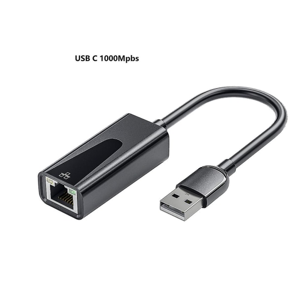 USB C Ethernet Usb-c till Rj45 1000mpbs LAN-adapter Typ C nätverkskort USB C till Rj45 Ethernet-nätverk - Perfet