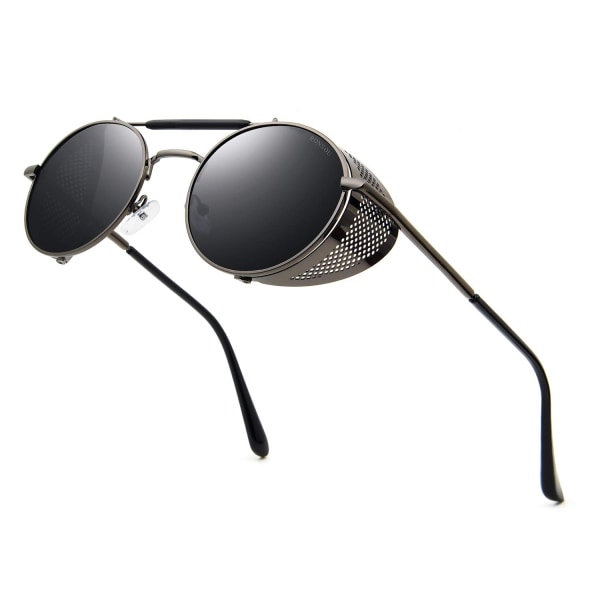 Pyöreät vintage polarisoidut aurinkolasit Steampunk Style Eyew - Perfet