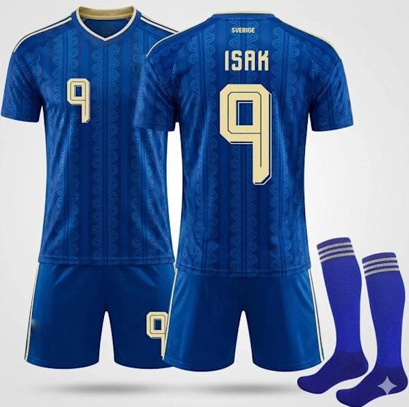 2026 VM Sverige bortedrakt (inkludert trøye og sokker), nummer 9 Isak No.9 Isak 20