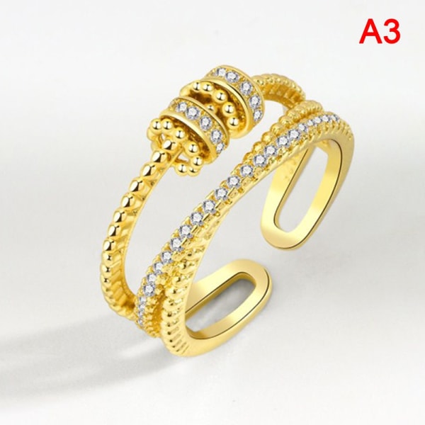 Fashion Cubic Zircon Silver Gold Double Knot Ring Luxury Brand - Perfet Gold