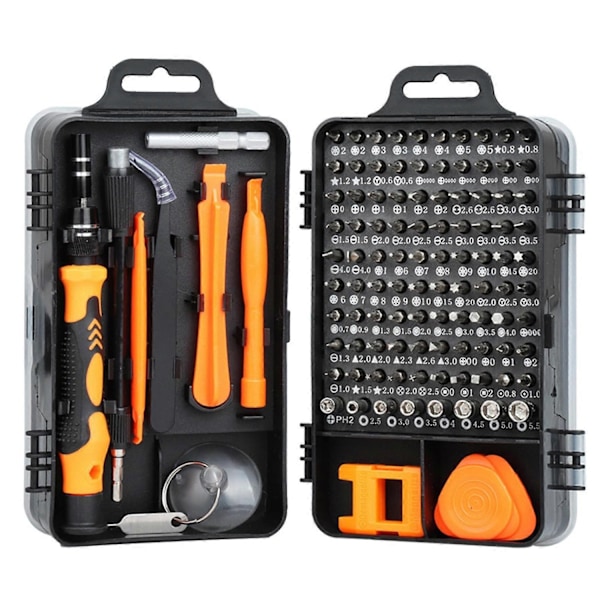 Tarkkuusruuvimeisselisarja, 115 in 1 Pieni ruuvimeisseli Ammattimainen magneettinen minikorjaustyökalusarja - Täydellinen Orange