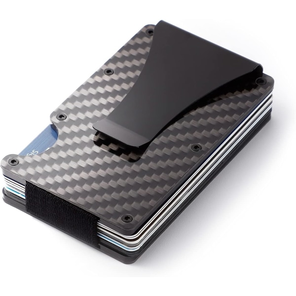Carbon Fiber kreditkortshållare med Metal Money Clip -NFC - Perfet