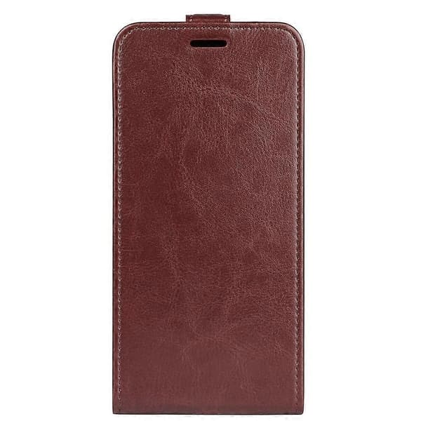 Kompatibel med R64 Tekstur Vertikal Flip Lær Telefonveske-Perfet Brown