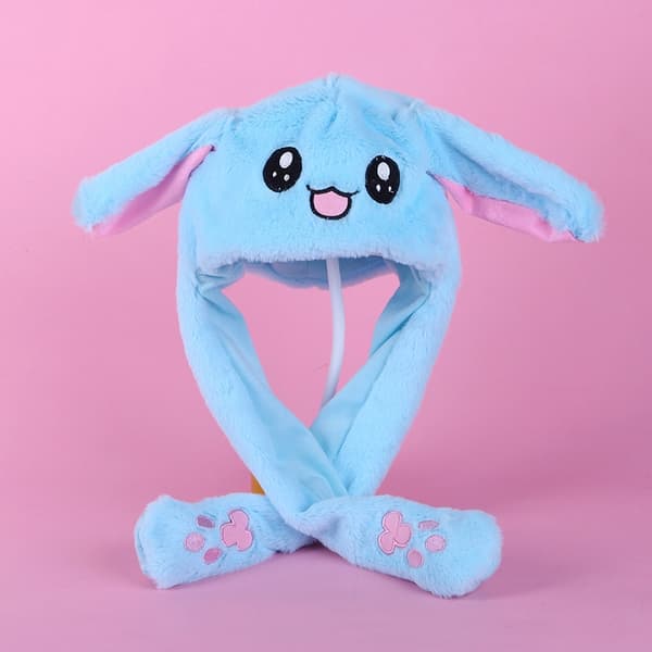 Plys varm kaninhat med LED-lys, hoppende hat - Perfekt Blue Rabbit Hat without Light