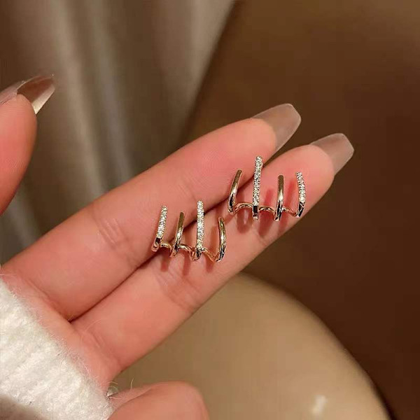 Ørering Claw Ear Hook Clip Øreringe Kvinder Firkantet Indstilling - Perfet Silver