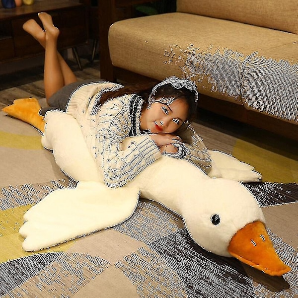 50-190cm Jätte Stor Plush Anka Leksak Söta Stora Gåspluffy Kudde Söta Jätte Anka Soffa Kudde Mjuk Fylld Djurdocka Barnpresent - Perfekt Gray 160cm