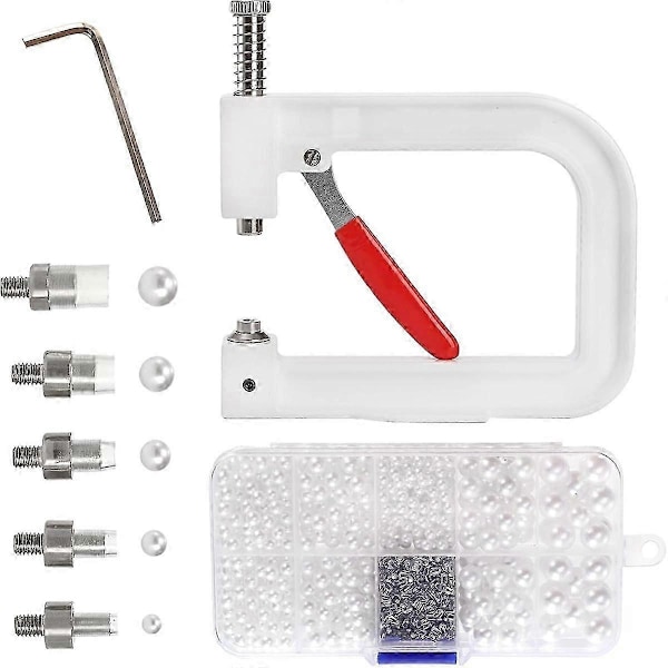 5 Storlekar Handpress Pärlmonteringsverktyg Set för Hattar & DIY Tillbehör, Pärl & Nitsfixeringsmaskin-Perfet