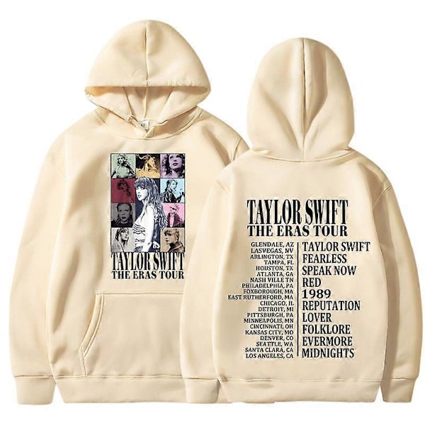 Mænd Kvinder Hoodie Taylor The Eras Tour Drenge Piger Sweatshirts Midnat Album Swift Print Kvinde Hættetrøje Mænd Tøj Unisex Trøje-Perfet beige 3XL