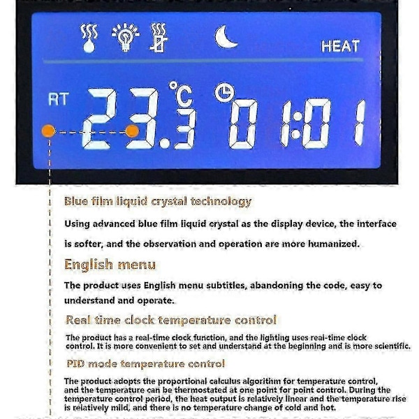 Temperaturregulator DTC-120 digital termostat for akvariumfisk tank dag og natt dimming termostat med stikkontaktregulator - Perfekt Au plug